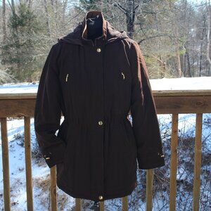 Braeton Hooded JACKET with Faux Fur Lining Brown Gold - Women Small